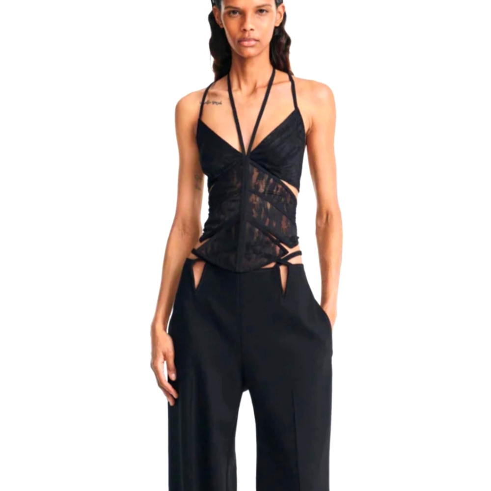 NWT dion lee black corset top size 6